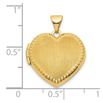 Pre-owned Superdealsforeverything Real 14kt Yellow Gold Brushed W/beaded Edge 18mm Heart Locket