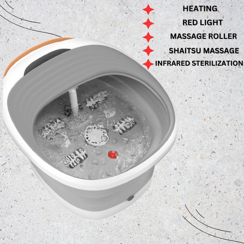 Foot Spa Foot Bath Massager with Heat Bubbles + Vibration Basin Soaker Pedicure