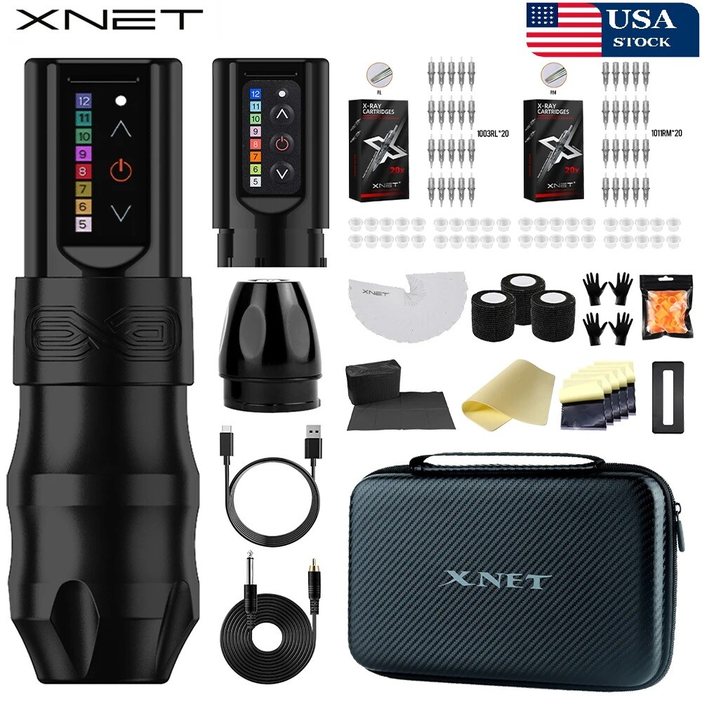 A-6/ 新品未使用 XNET EXOtattoomachine ful set EXO Wireless Tattoo Machine Kit with Extra 2100mAh Power