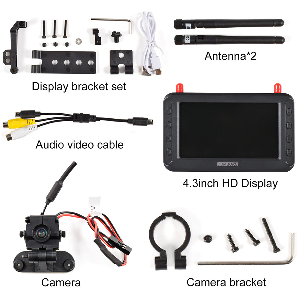 DUMBORC 4.3"FPV HD Display 5.8G Image Transmission  for RC Car Ship Drone