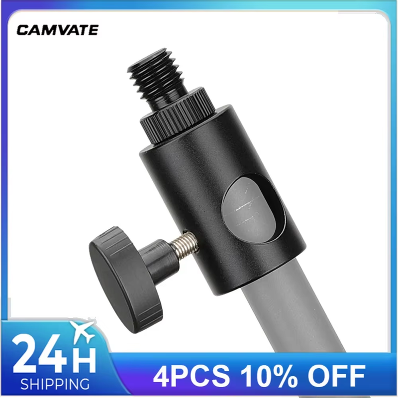 16mm Light Stand Head With M12 Male Thread Connector & 1/4"-20 Thread Screw For