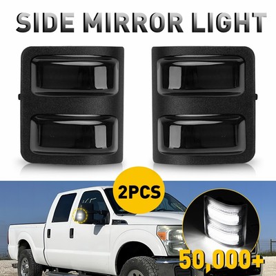 Smoke Side Mirror White LED Signal Light For 08-16 Ford F250 F350 Super Duty EAC