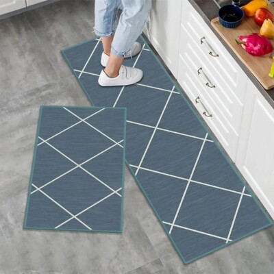 ly4u 2pc non slip kitchen mat rug set washable 40cm x 60cm + 40cm x 120cm
