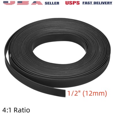 25ft Black 4:1 Ratio Heat Shrink Tubing Waterproof Dual Wall Adhesive Glue Lined