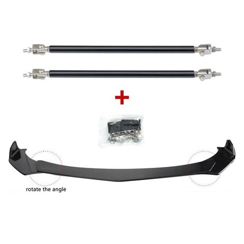 For Infiniti G37 Coupe Sedan Front Splitter Bumper Lip Spoiler Glossy+Strut Rods