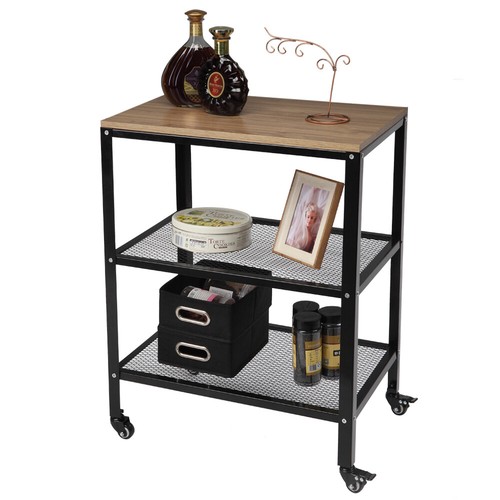 3-Tier Kitchen Microwave Cart Rolling Kitchen Utility Cart Standing Bakers Rack