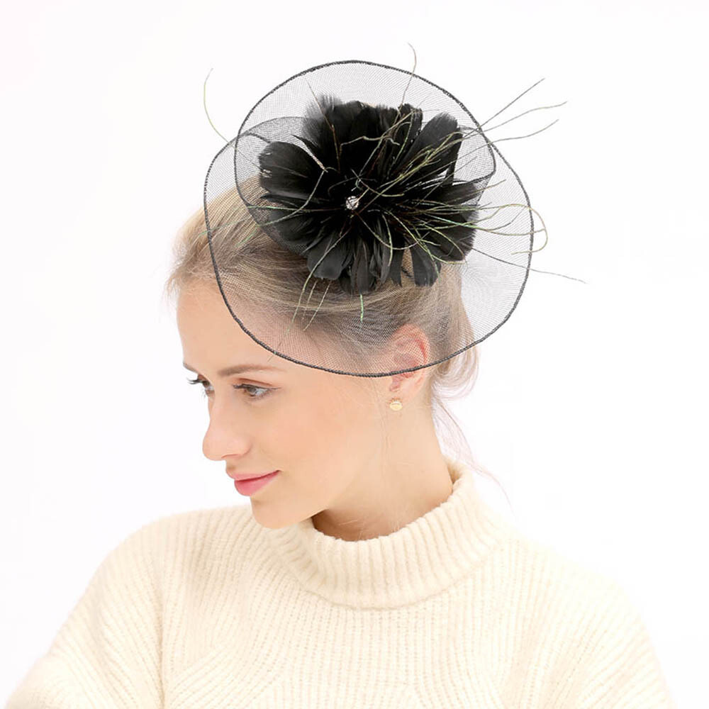 Women Feather Fascinators Hair Band Clip Hoop Party Wedding Bridal