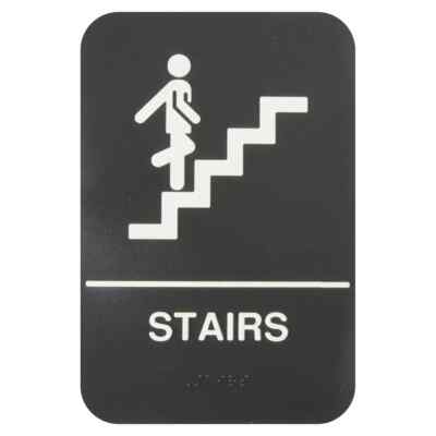 Thunder Group PLIS6954BK 6'' x 9'' ''Stairs'' Information Symbol Sign w/ Braille