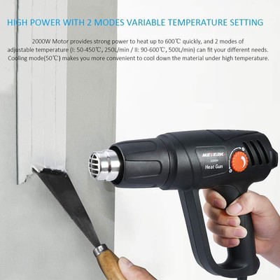 Meterk pistola ad aria calda professionale Heavy Duty 2000W regolabile protetta
