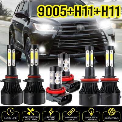Faros LED Hi Lo Beam + Kit de luces antiniebla For  Toyota Highlander 2011-2019