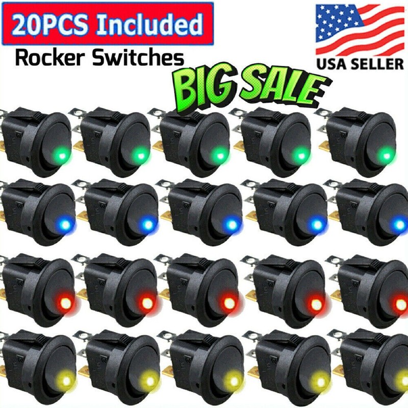 20PCS ROCKER SWITCH Toggle 12V Led Light Car Auto Boat