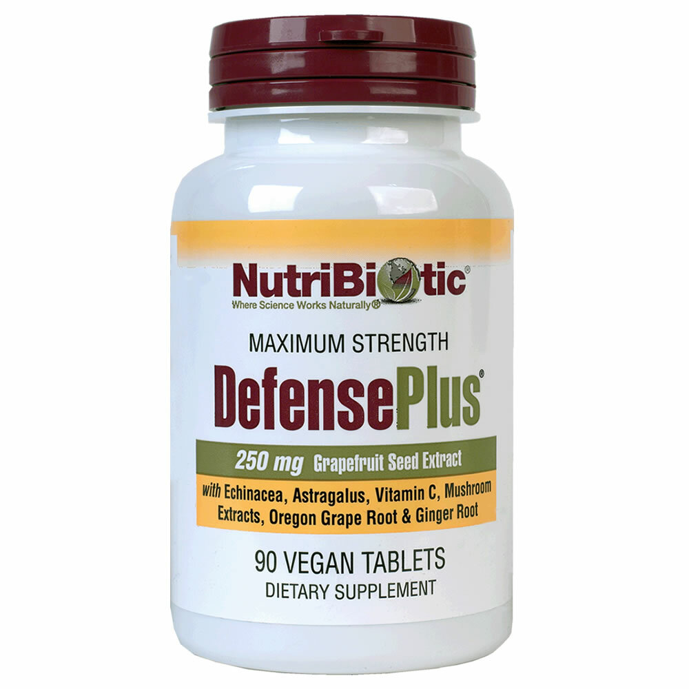 NutriBiotic DefensePlus 250 mg GSE with Mushroom Extracts, Vitamin C,Echinacea