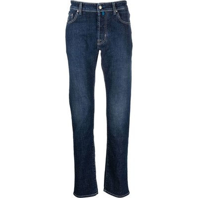 Pre-owned Jacob Cohen Exclusive Indigo Straight Leg Jeans With Bandana Detail In Blue