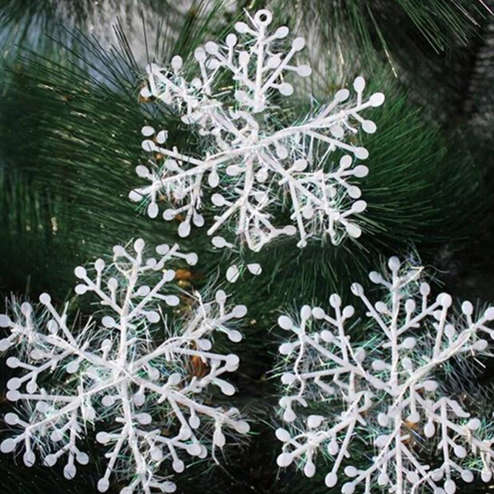 30pcs Plastic Christmas Glitter Snowflake Ornaments Tree