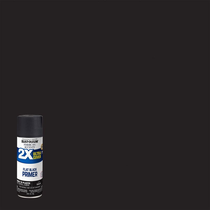 Black Primer,  American Accents 2X Ultra Cover Flat Spray Paint- 12 O