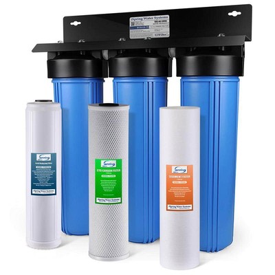 ISPRING 3-Stage Whole House Water Filter System W/ Installation Kit Black/Blue