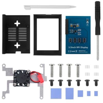 3.5 In Display Aluminum Alloy Case + Touch Screen Fit for Raspberry Pi 4 Model B