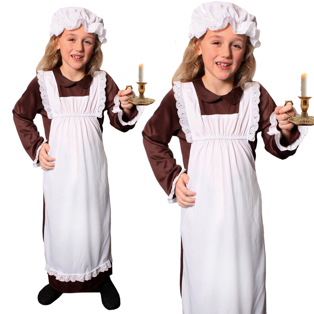 Victorian Poor Girl Costume Kids White Blue Victorian Poor Girl Costume Kids White Blue