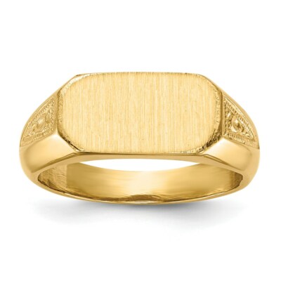 Real 14kt Yellow Gold 6.0x12.5mm Closed Back Signet Ring S:5