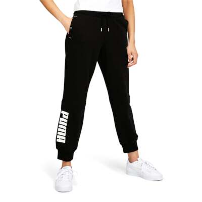 Puma Power Colorblock Drawstring Sweatpants Женские черные повседневные спортивные штаны