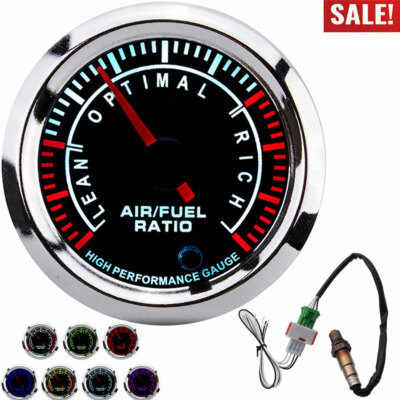 52MM 7 color Backlight Air Fuel Ratio Gauge W/ Narrowband O2 Oxygen Sensor 12V  