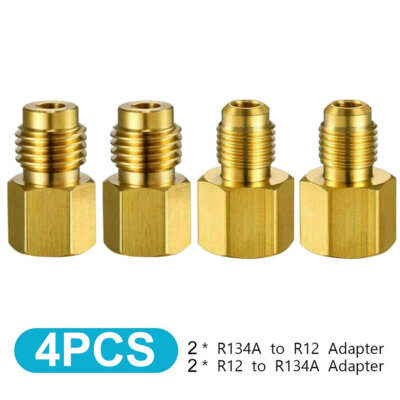 4PCS R134a To R12 Fitting Adapter 1/4 Female Flare  1/2 Acme Male Valve Kits~