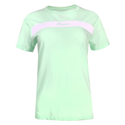 Футболка с круглым вырезом и коротким рукавом с логотипом Puma Upfront Line, женские зеленые повседневные топы 6