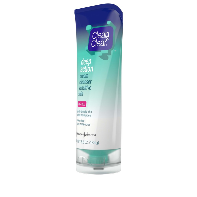 Clean & Clear Deep Action Cream Face Wash for Sensitive Skin, 6.5 Oz