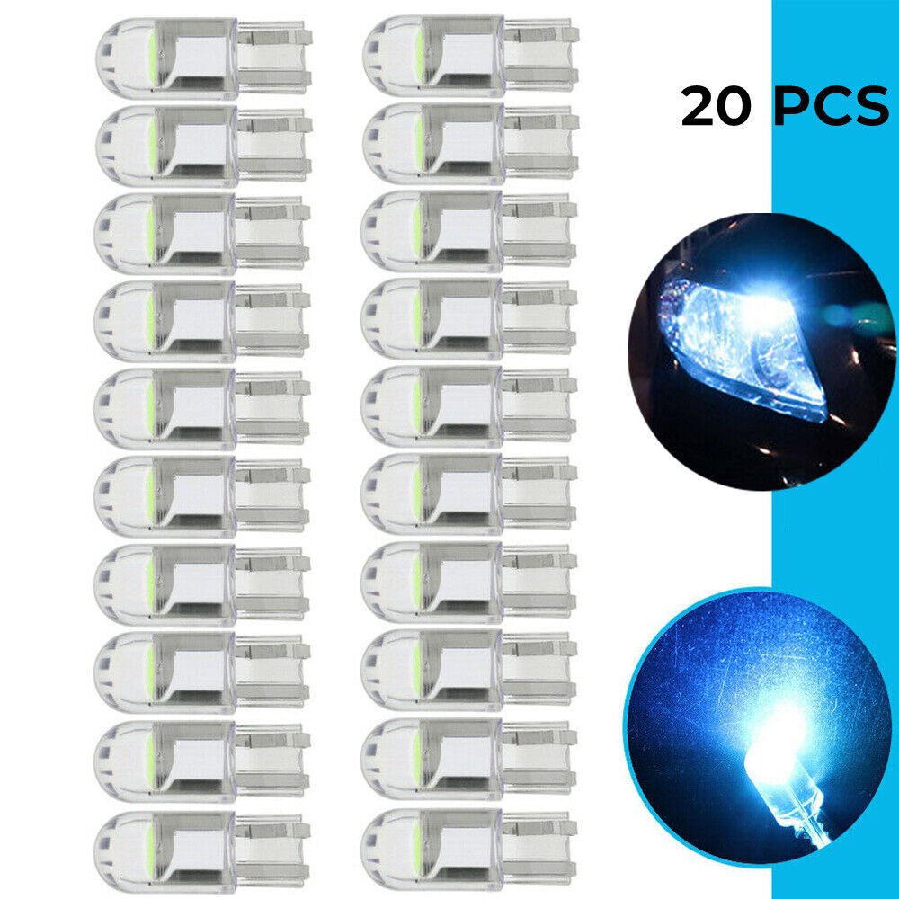 20Pcs Blue T10 194 168 W5W 2825 LED Interior Map Dome License Plate Light Bulbs