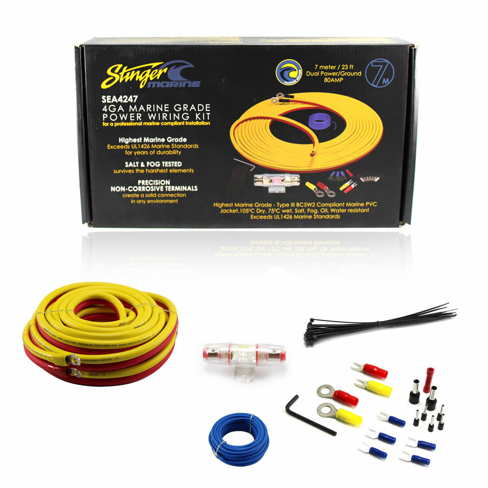 Stinger SEA4247 Marine Amplifier Installation Kit 4 Gauge Wire UTV Boat