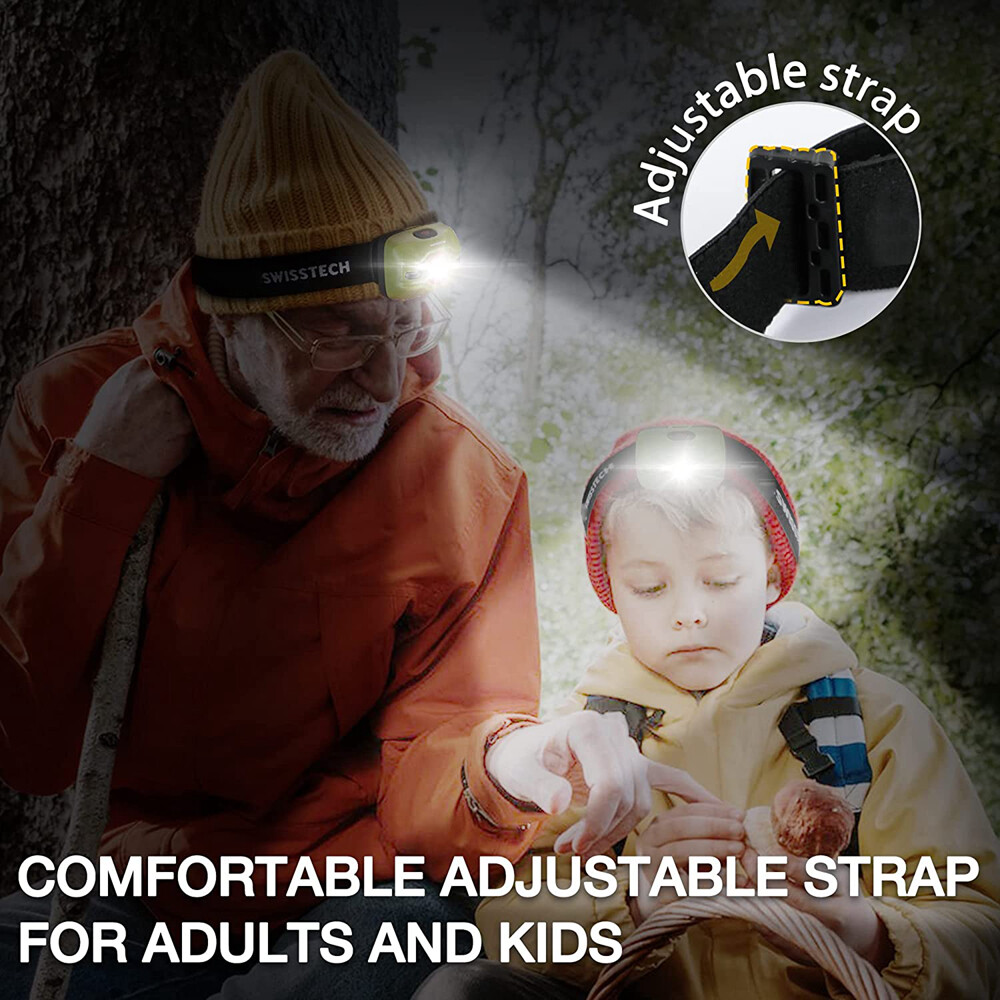 Swiss+Tech Headlamp Flashlight 300 Lumens LED Head Lamp Red Storbe Light 3 Modes