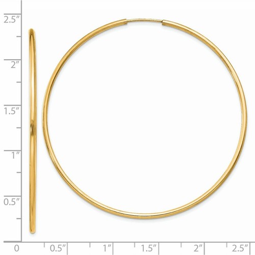 Pre-owned Goldia 14k 1.5mm Polished Round Endless Hoop Earrings In Yellow