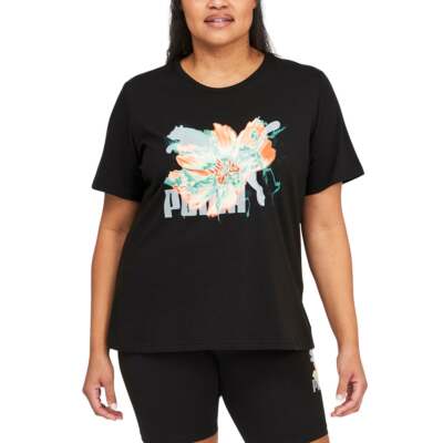 

Футболка Puma Hidden Flower с круглым вырезом и коротким рукавом, женская, размер , повседневная, Черный