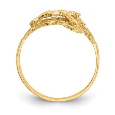 Pre-owned Diamond2deal 10k Yellow Gold Diamond-cut Crucifix Ring For Womens 1.5g Size 6.5