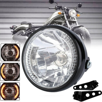 Universal 7'' Motorcycle Headlamp With Turn Signal+Led Headlight Housing Bucket