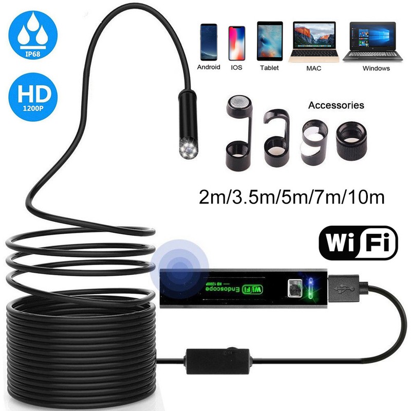 2.0 Megapixels 1200P IP68 Endoscope Camera HD 8mm Borescope Android IOS Use