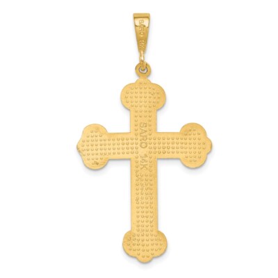 Pre-owned Superdealsforeverything Real 14kt Yellow Gold Budded Cross Pendant