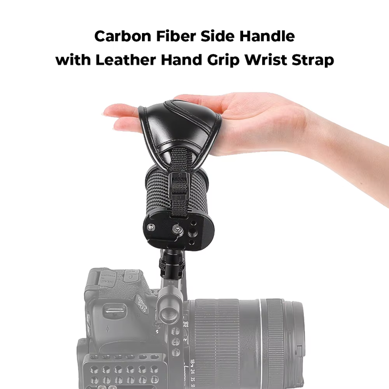 Camera Side Handgrips With Adjustable Leather Hand Grip Wrist Strap For 1/4" Thr