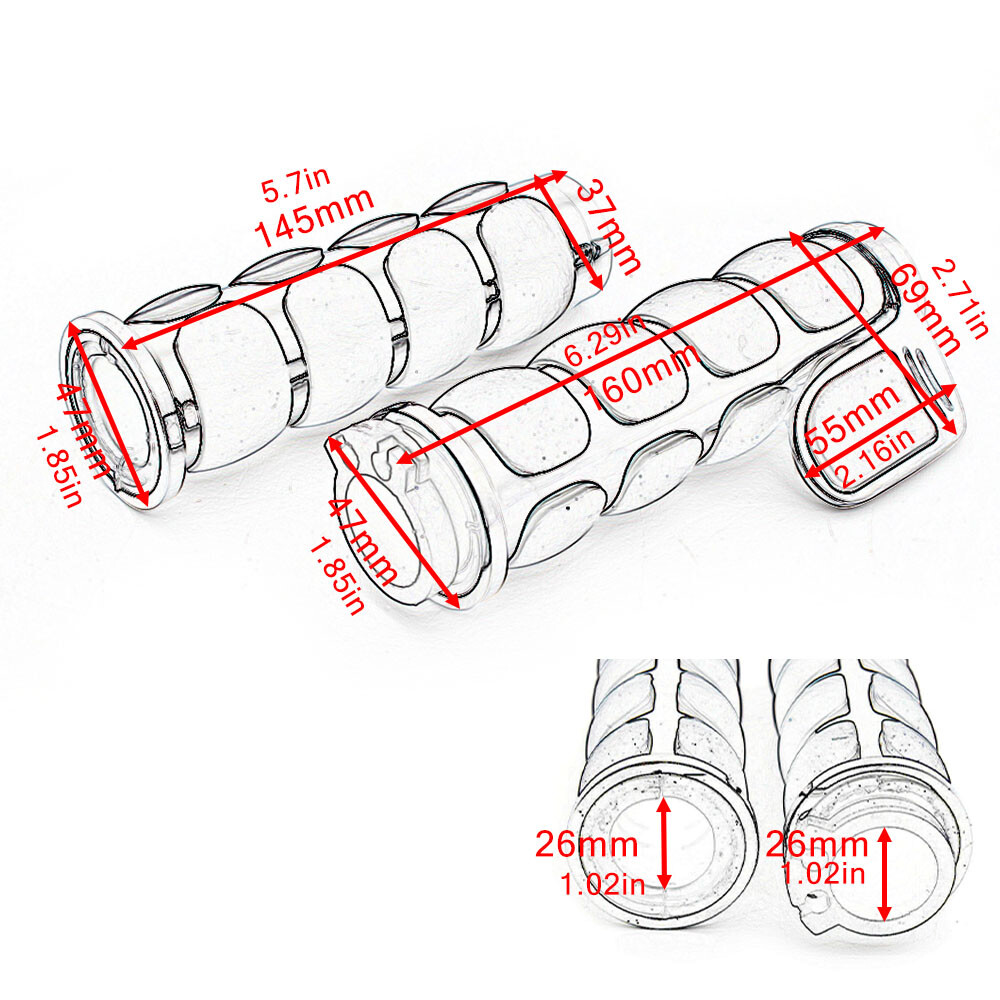 1" Motorcycle Handle Bar Hand Grips For Harley Road King Softail Electra Glide