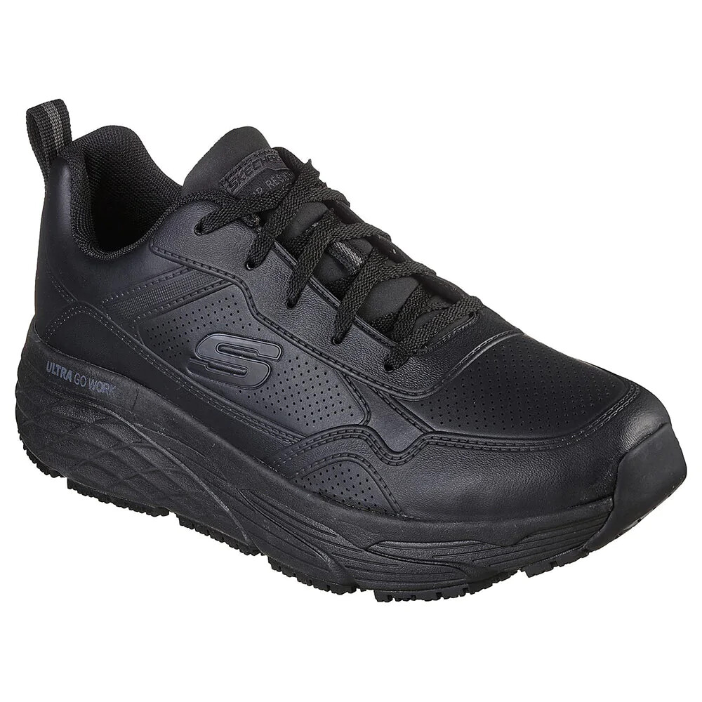 

Skechers Black Shoes Work Men Memory Foam Нескользящая Max Cushion Soft 200078, Черный, 200021