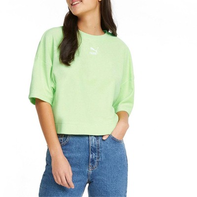 

Puma Classics Toweling Crew Neck Футболка с коротким рукавом Женские зеленые повседневные топы, Зеленый