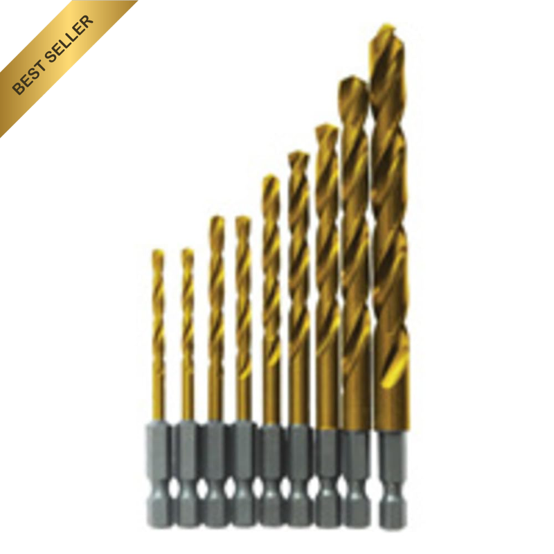 TI9IM 9 Pc. Impact Tough Titanium Drill Bit Set,