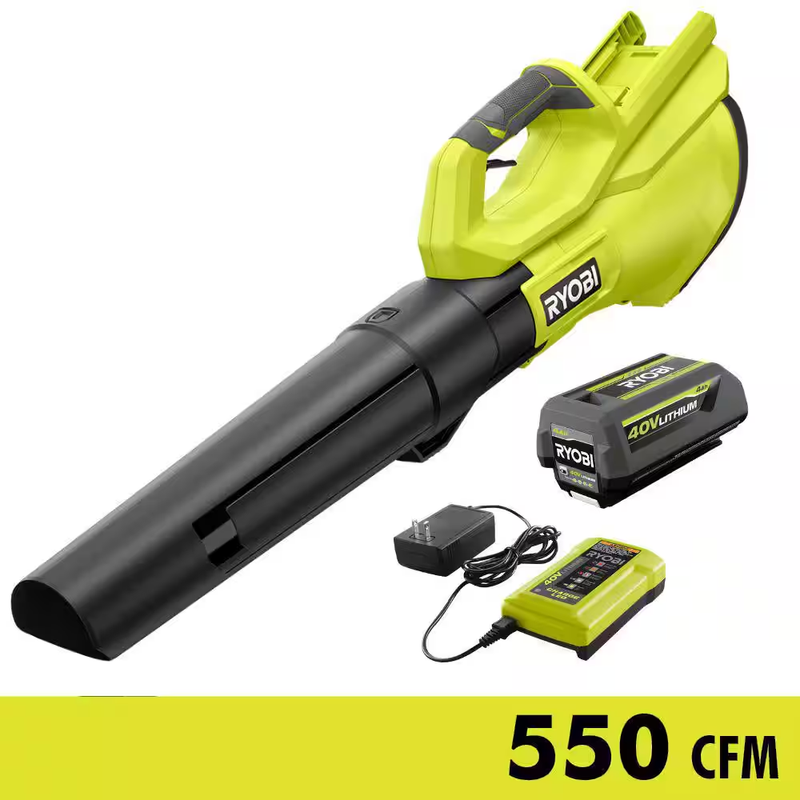 Powerful 40V Cordless Battery Blower with 4.0 Ah Battery & Charger, 120 MPH