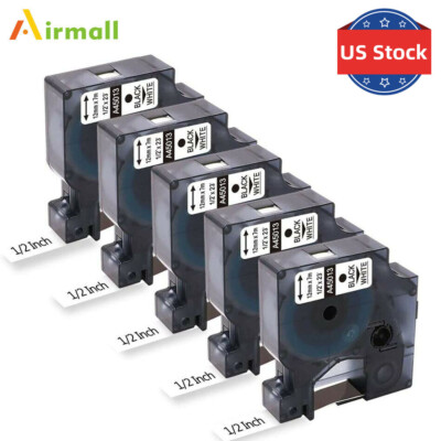 5PK Label Tape Compatible DYMO D1 45013 White 12mm DYMO Labelmanager 160 280 450