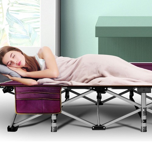 NAIZEA Folding Camping Cot Heavy Duty Cots Portable Sleep Bed w/Mat & Carry Bag