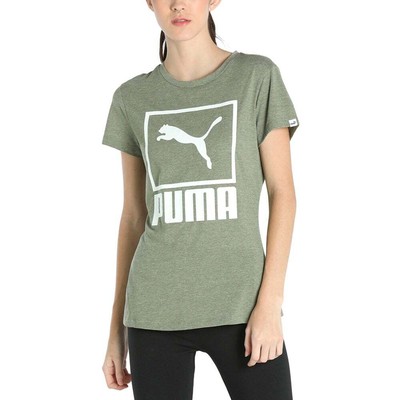 

Футболка Puma Stacked Logo с круглым вырезом и короткими рукавами, женские повседневные топы размера  5822, Зеленый
