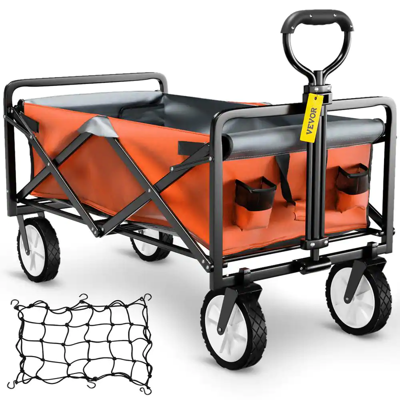 NEW 3.2 Cu.Ft. Wagon Cart 176 Lbs. Load Steel Collapsible Portable Foldable Cart