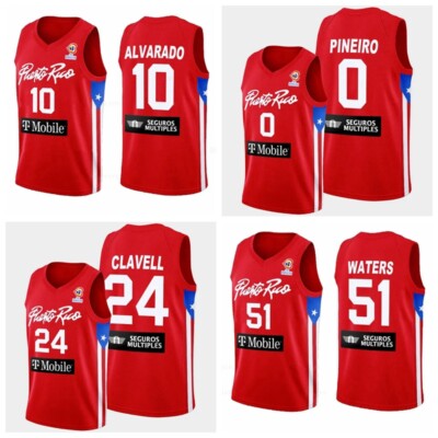 Personalized custom Puerto Rico 10 Alvarado Basketball Jersey 51 Waters Clavell