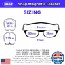Calabria Snap Magnetic Bridge Front Connect Reading Glasses +2.75 Grey Crystal Around the Neck Hanging Readers Long Temples