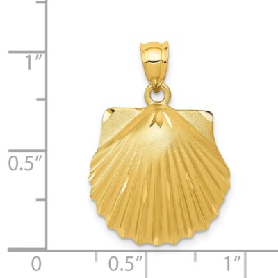 Pre-owned Superdealsforeverything Real 14kt Yellow Gold Seashell Pendant